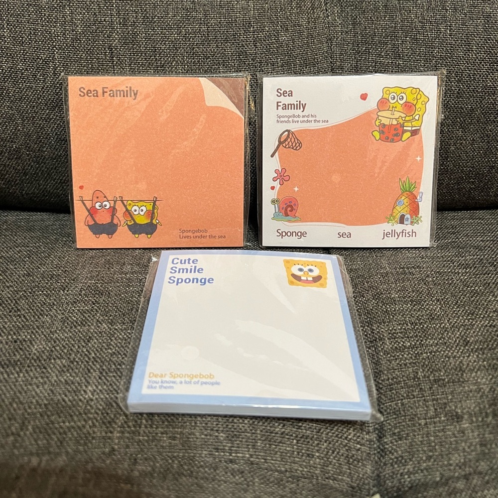 SpongeBob Square Pants Sticky Note Set For School or Stationary Nickelodeon